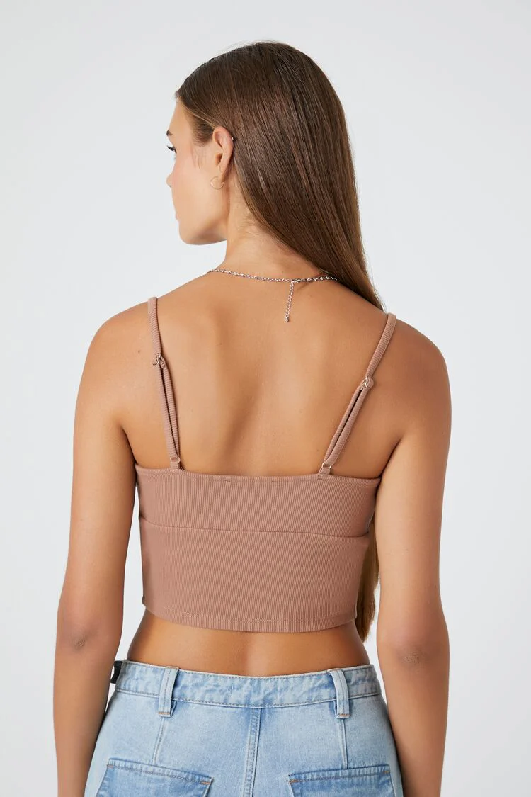 Lace-Trim Surplice Cropped Cami - Image 3