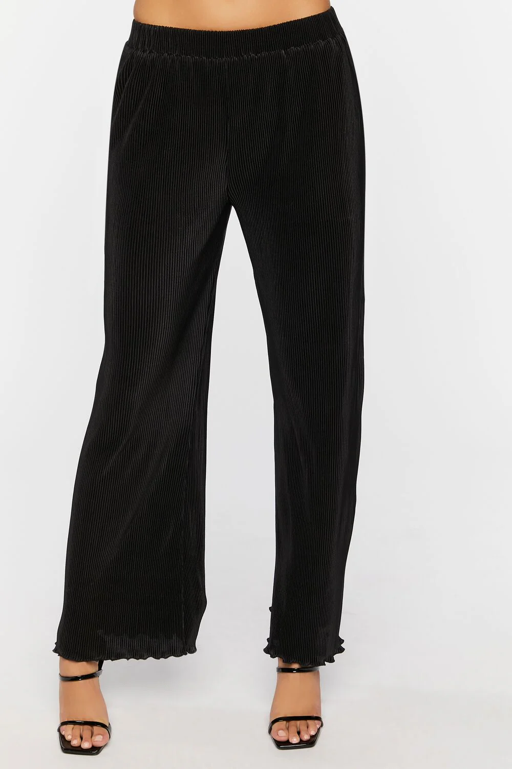Plisse Lettuce-Edge Wide-Leg Pants - Image 2