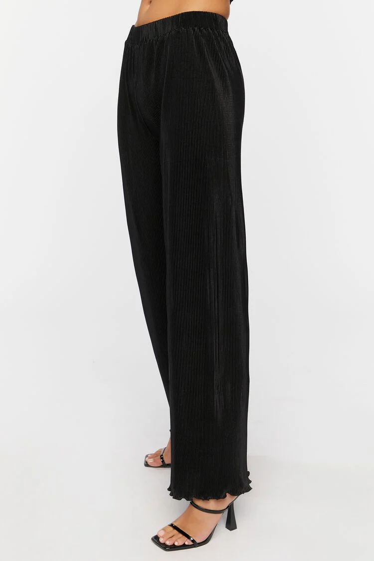 Plisse Lettuce-Edge Wide-Leg Pants - Image 3