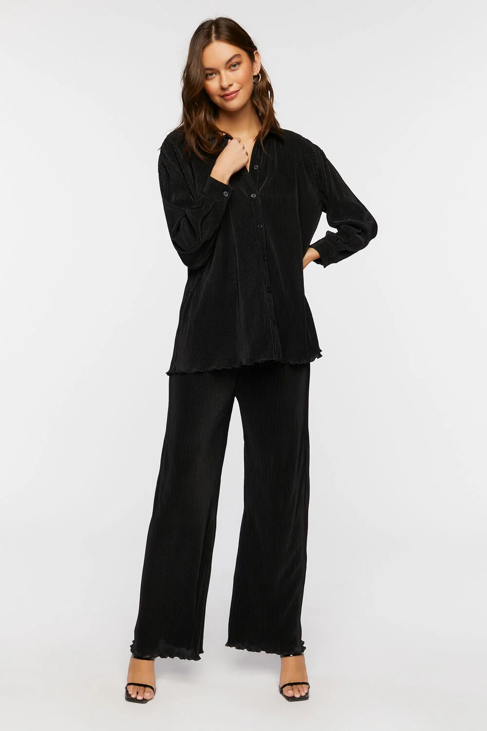 Plisse Lettuce-Edge Wide-Leg Pants - Image 5