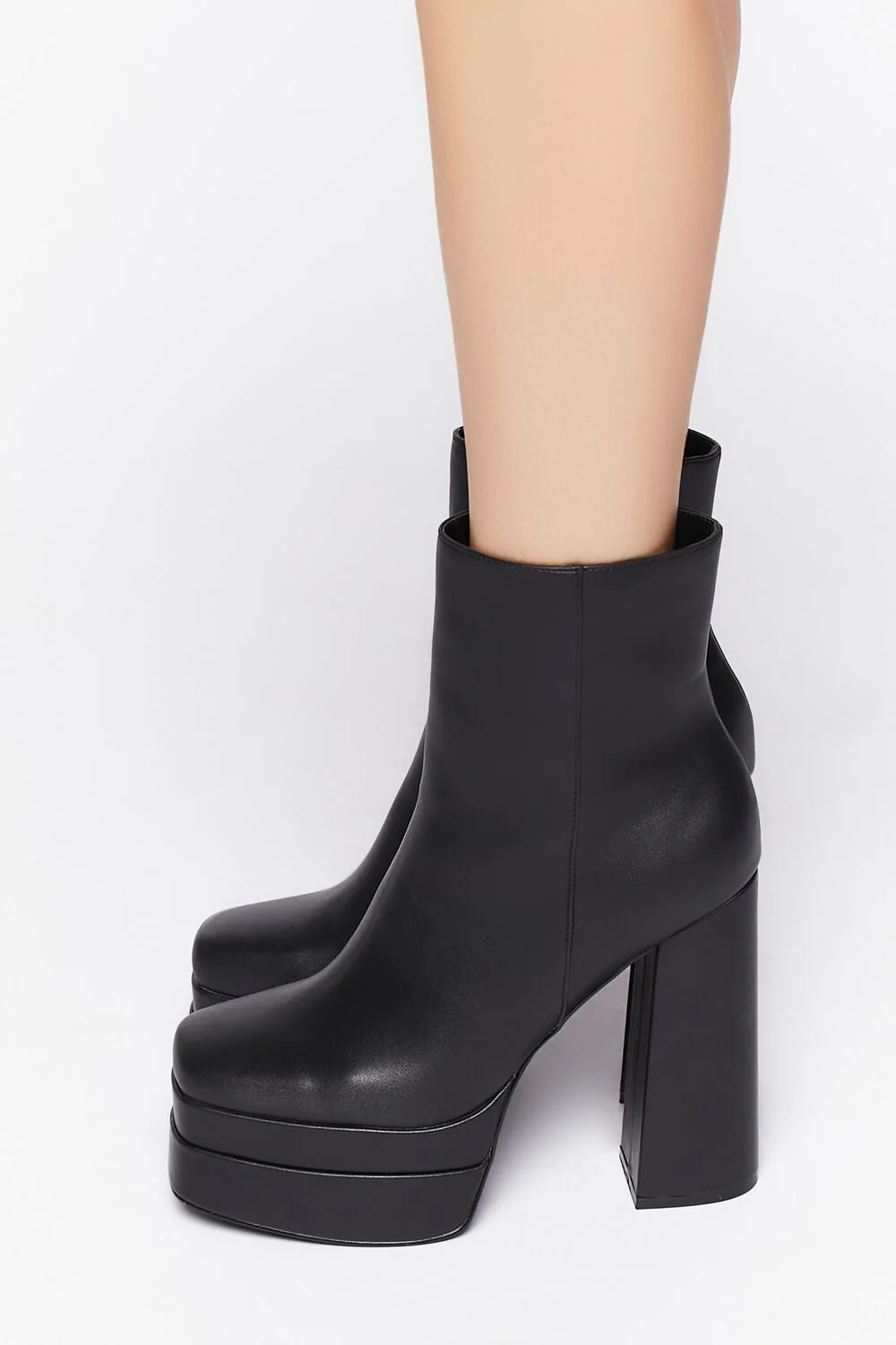 Faux Leather Stacked Platform Booties - Image 2