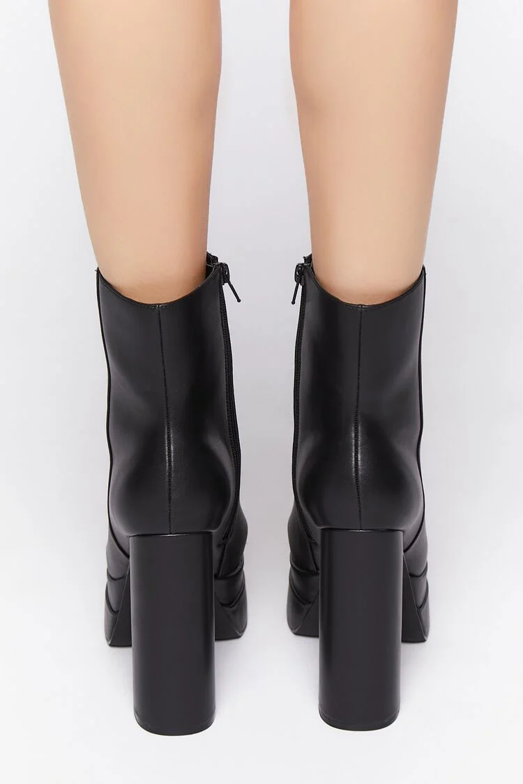 Faux Leather Stacked Platform Booties - Image 3