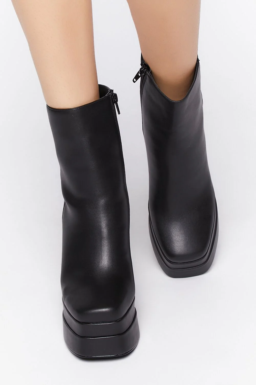Faux Leather Stacked Platform Booties - Image 4