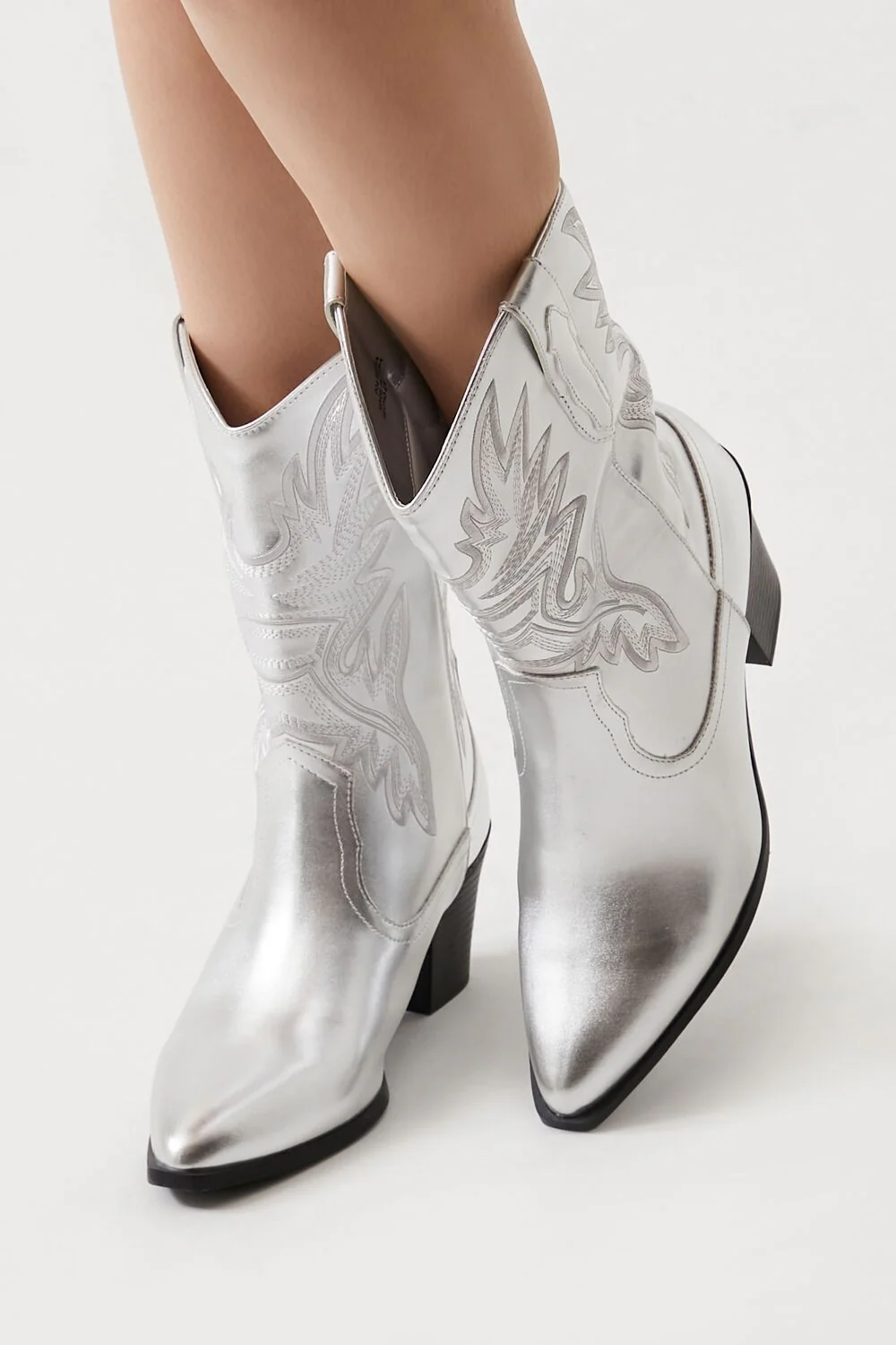 Faux Leather Cowboy Ankle Boots - Image 2