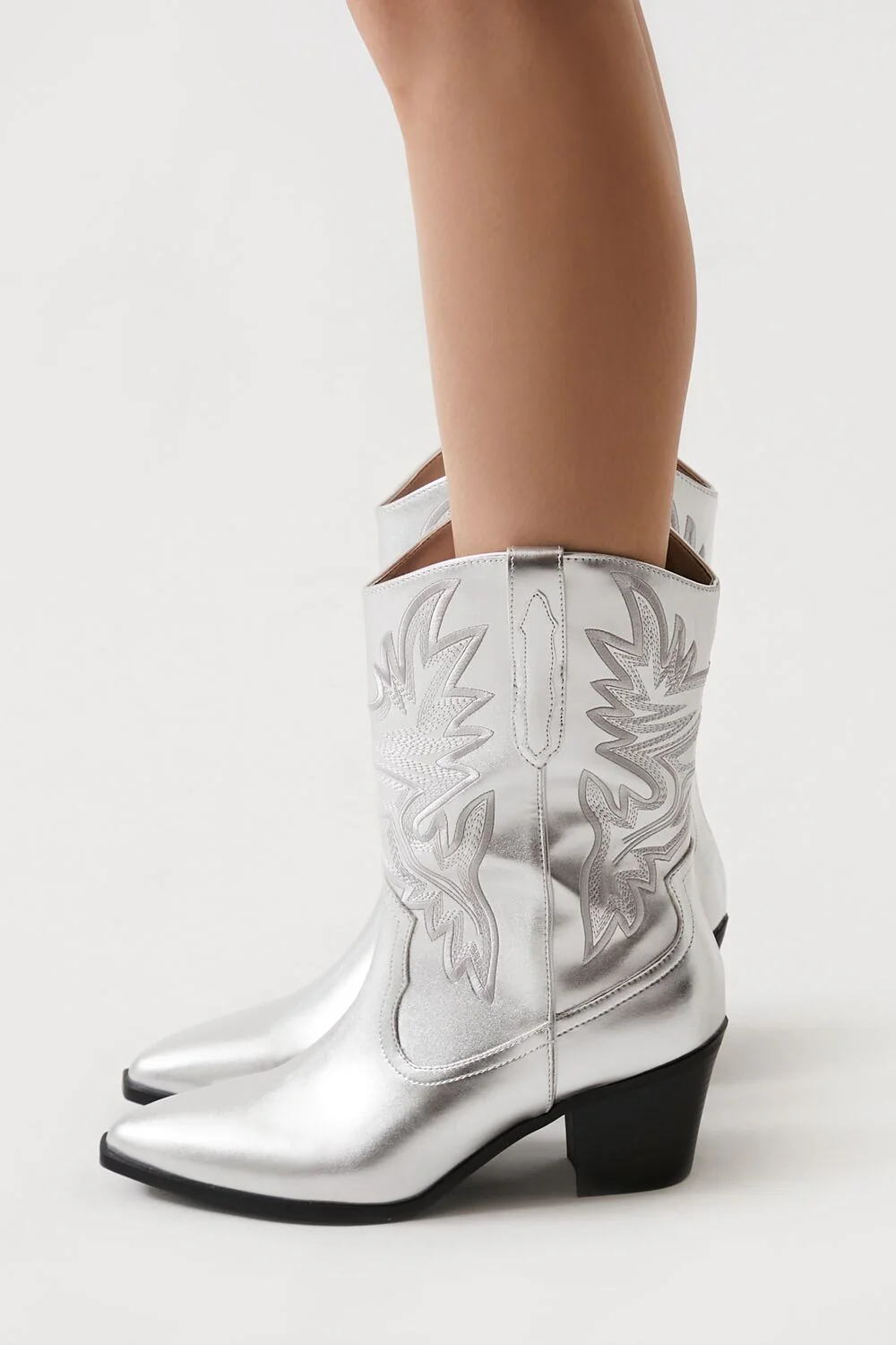 Faux Leather Cowboy Ankle Boots - Image 3