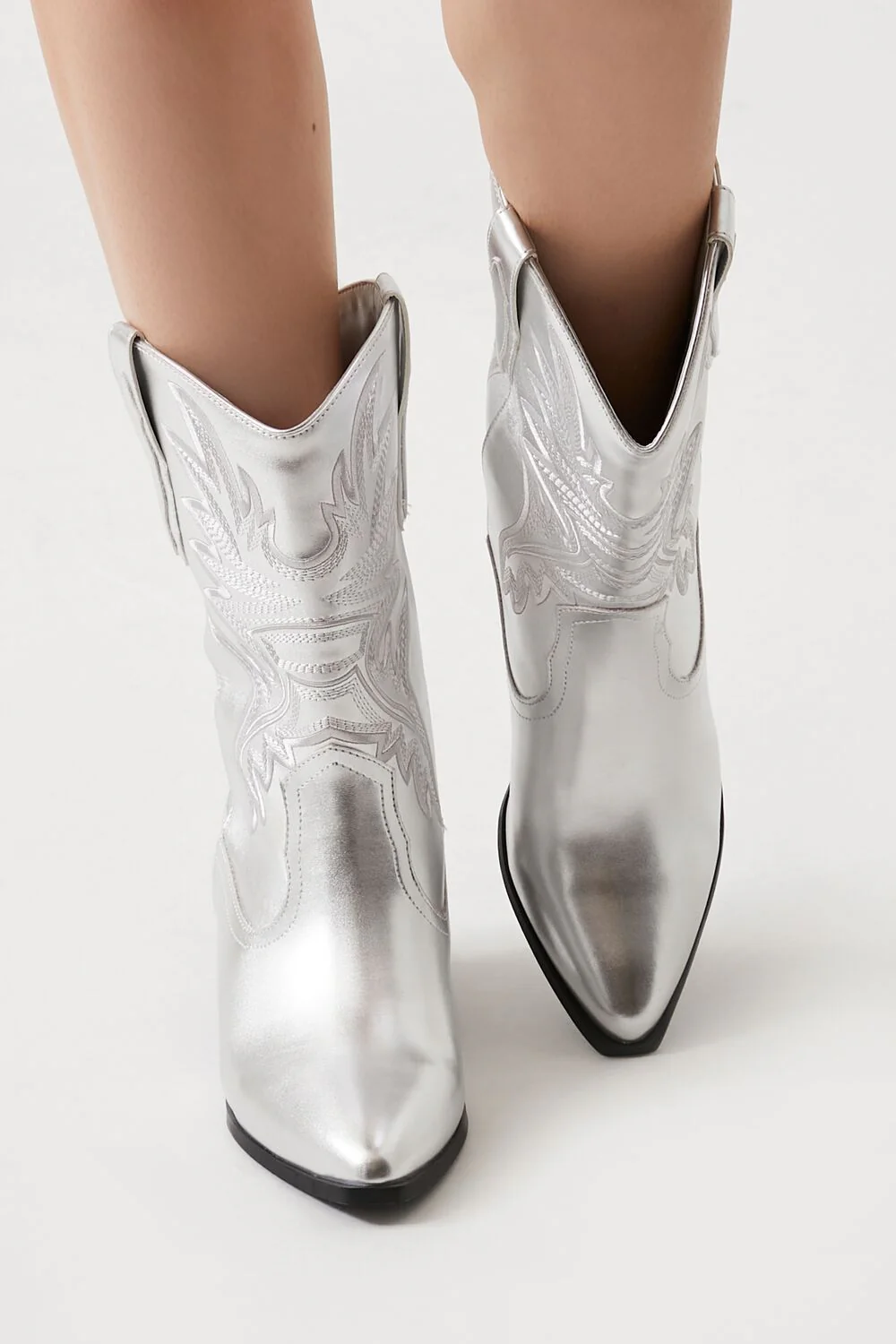 Faux Leather Cowboy Ankle Boots - Image 5