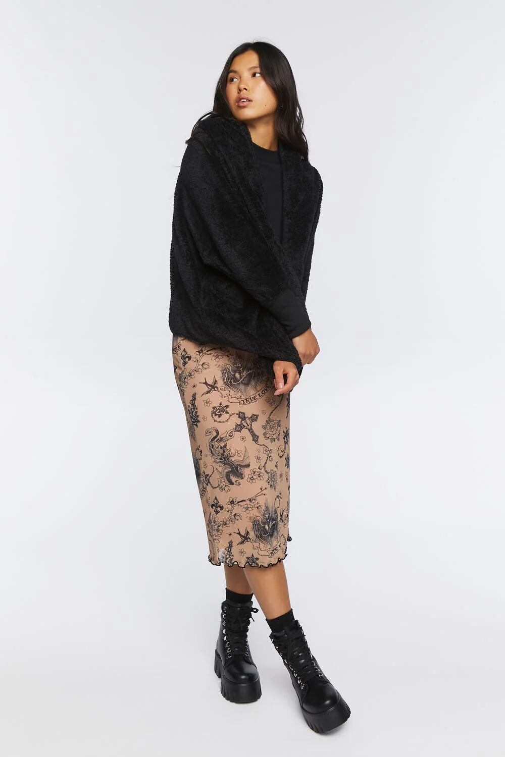 Faux Shearling Hooded Jacket - Image 4