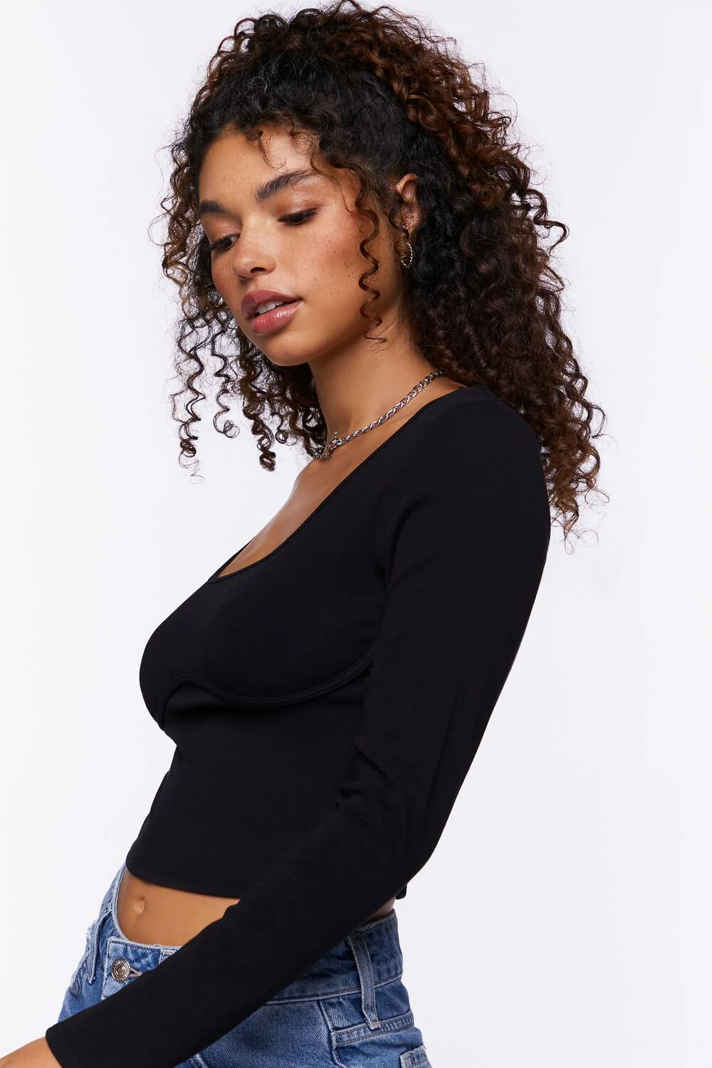 Underbust Long-Sleeve Crop Top - Image 2