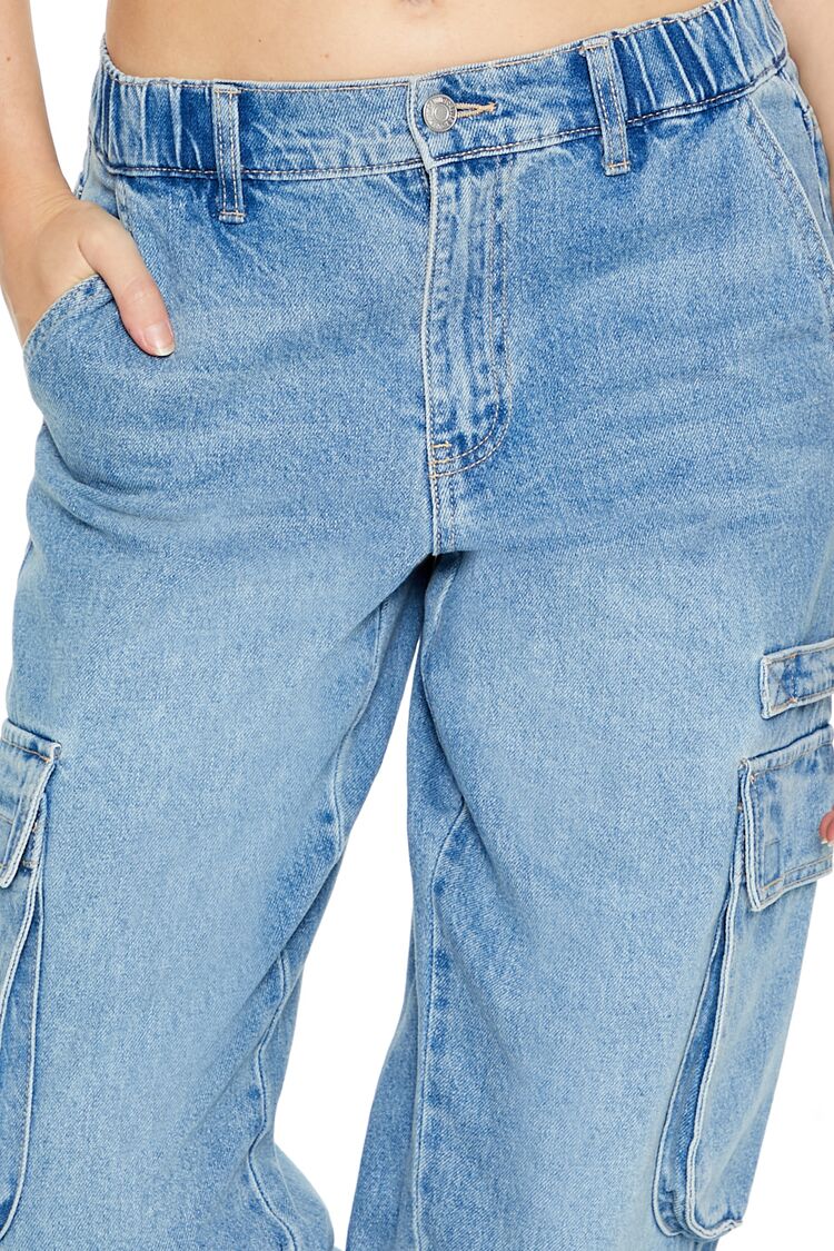Mid-Rise Denim Cargo Joggers - Image 5