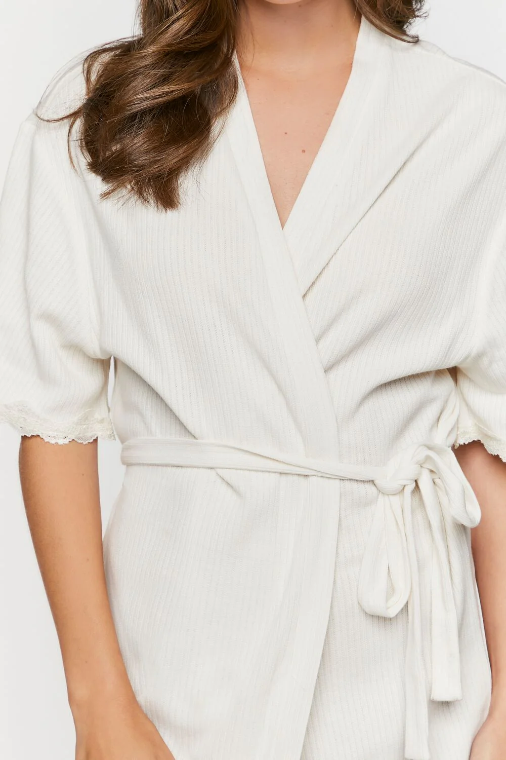 Scalloped-Trim Ribbed Lingerie Robe - Image 5