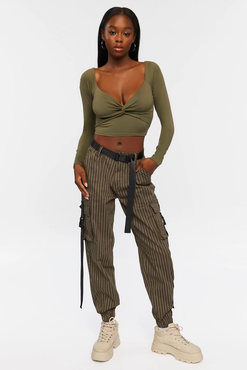 Twist-Front Long-Sleeve Crop Top - Image 4