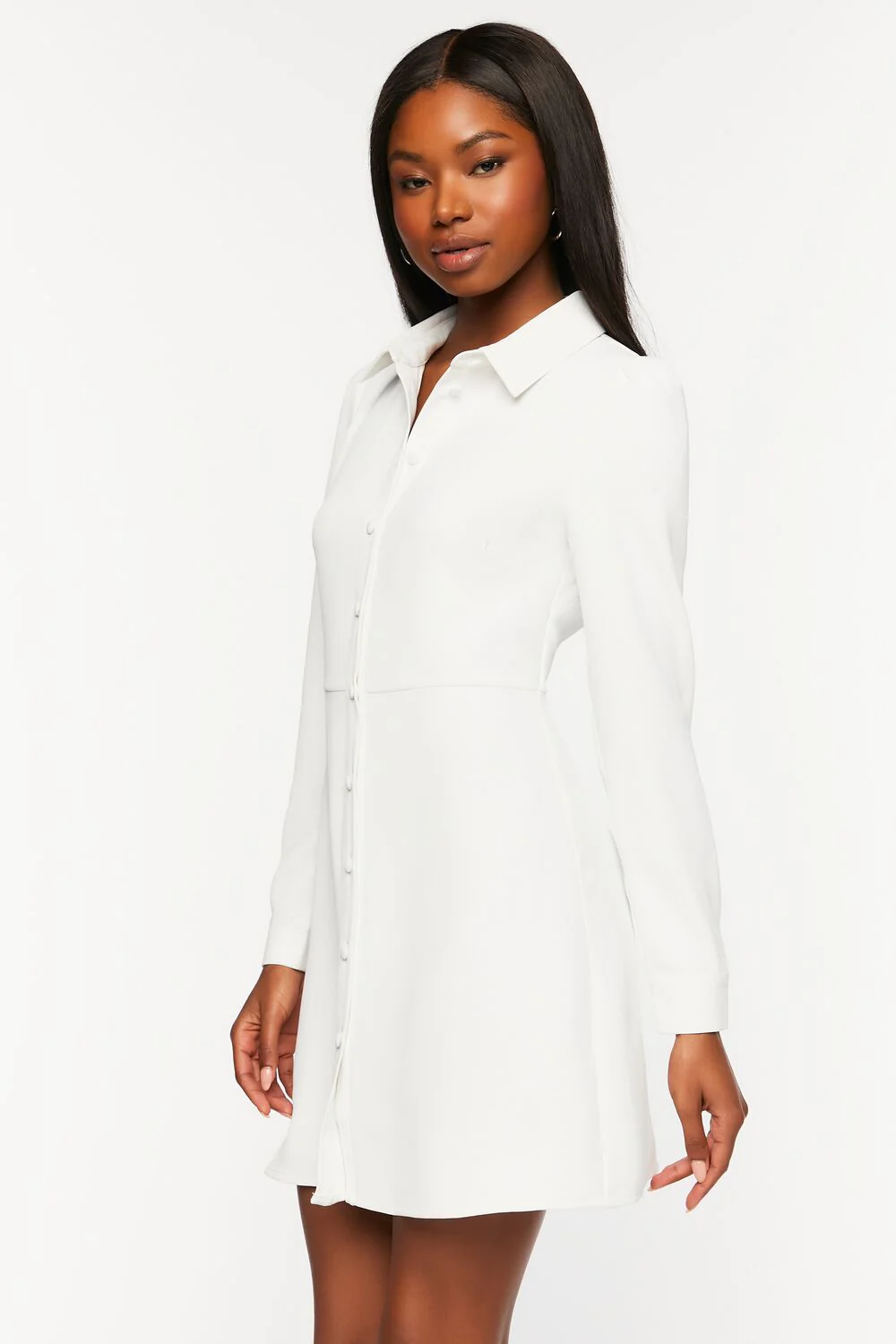 Collared Button-Front Mini Dress - Image 2