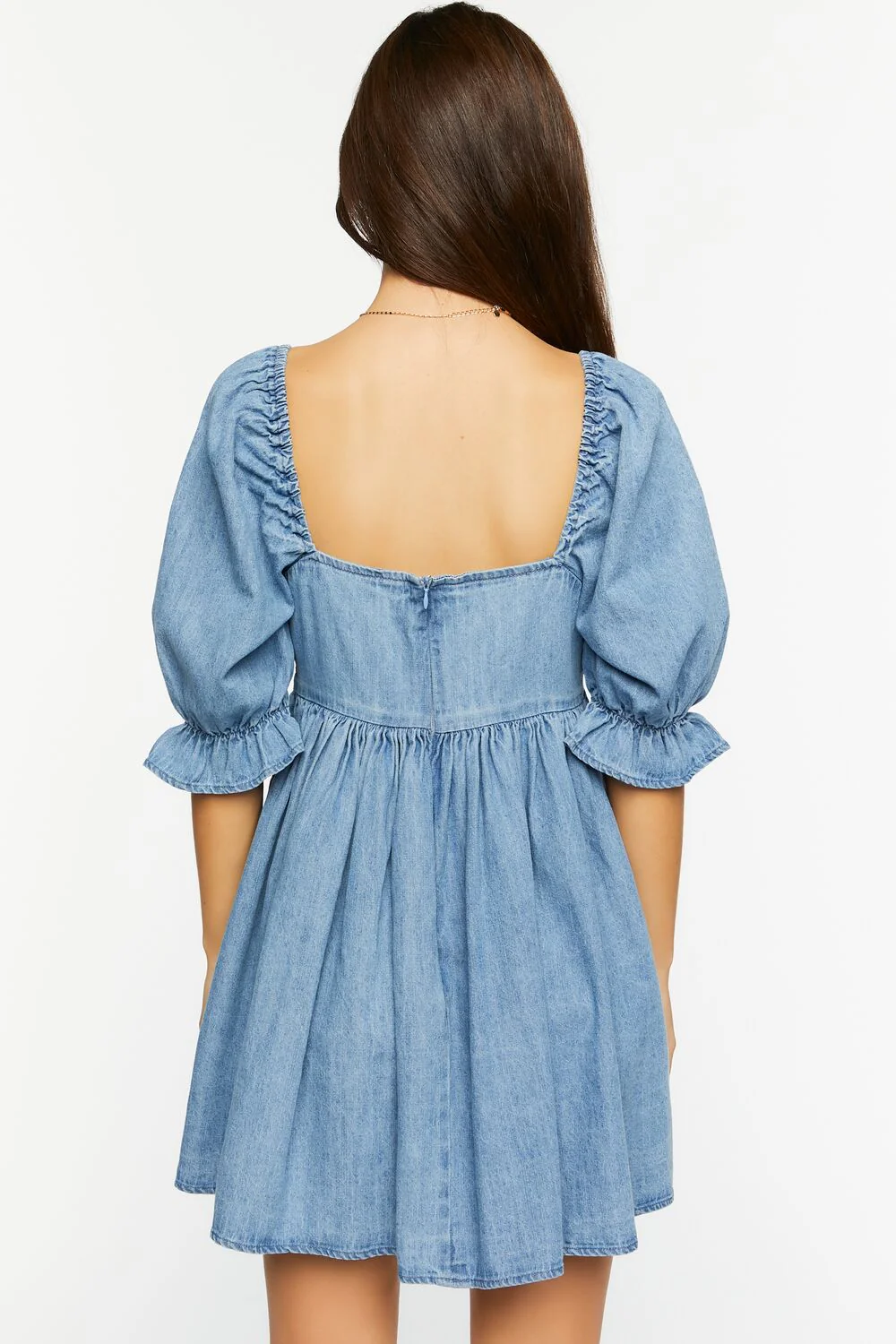 Denim Babydoll Mini Dress - Image 4
