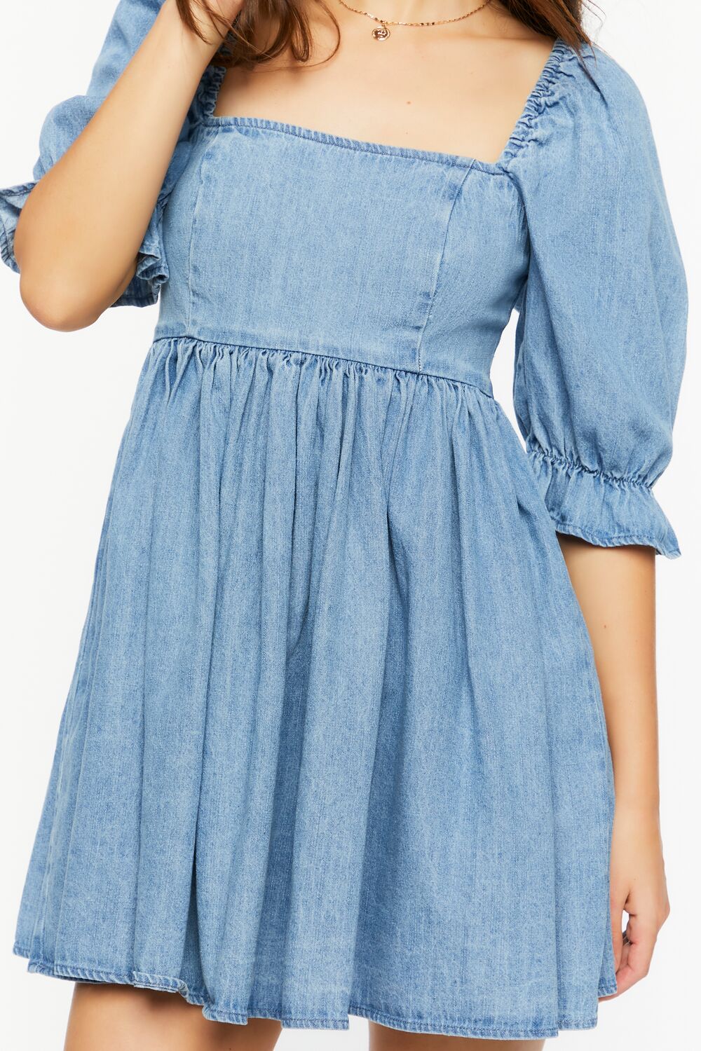 Denim Babydoll Mini Dress - Image 6
