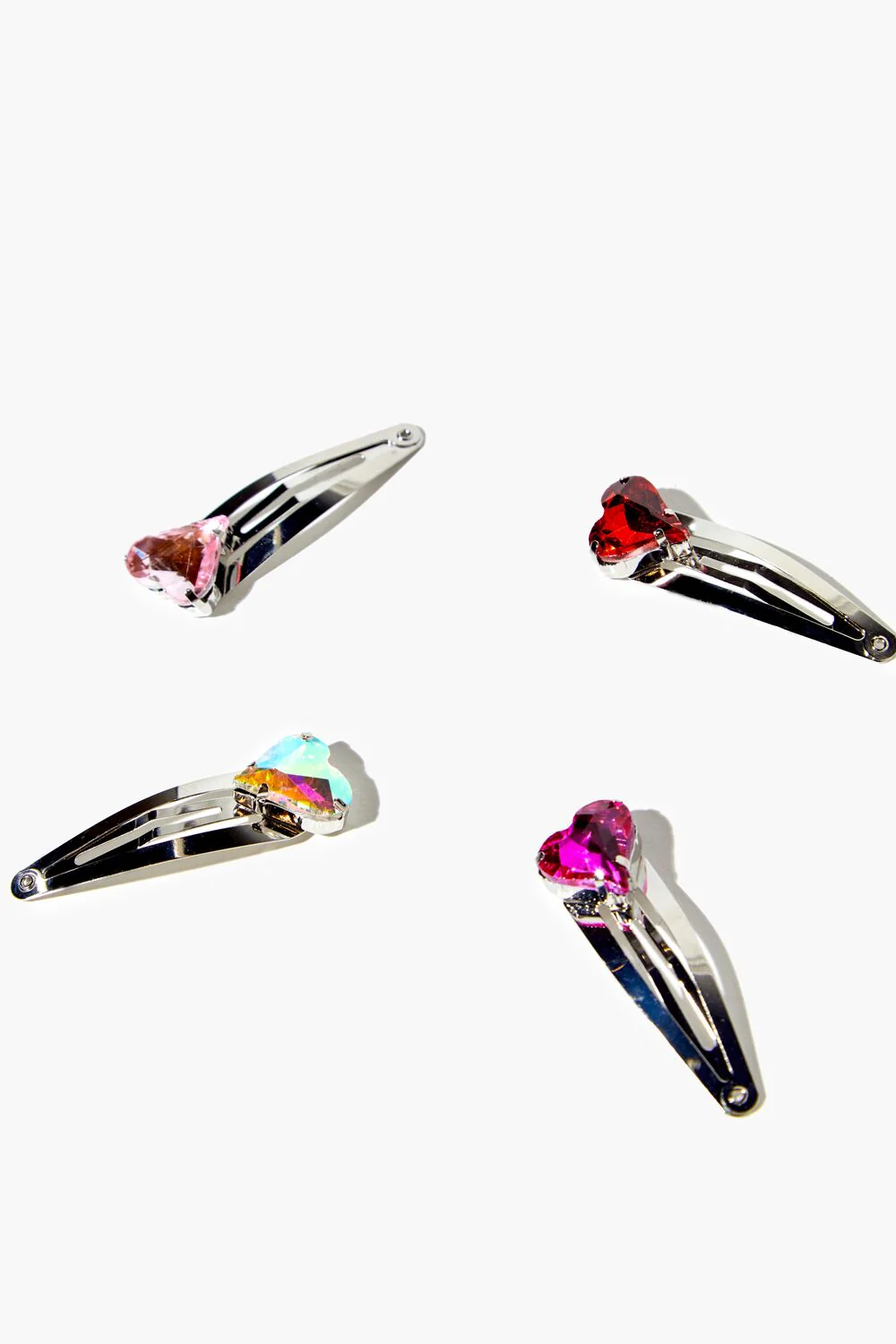 Faux Gem Heart Snap Hair Clip Set - Image 2
