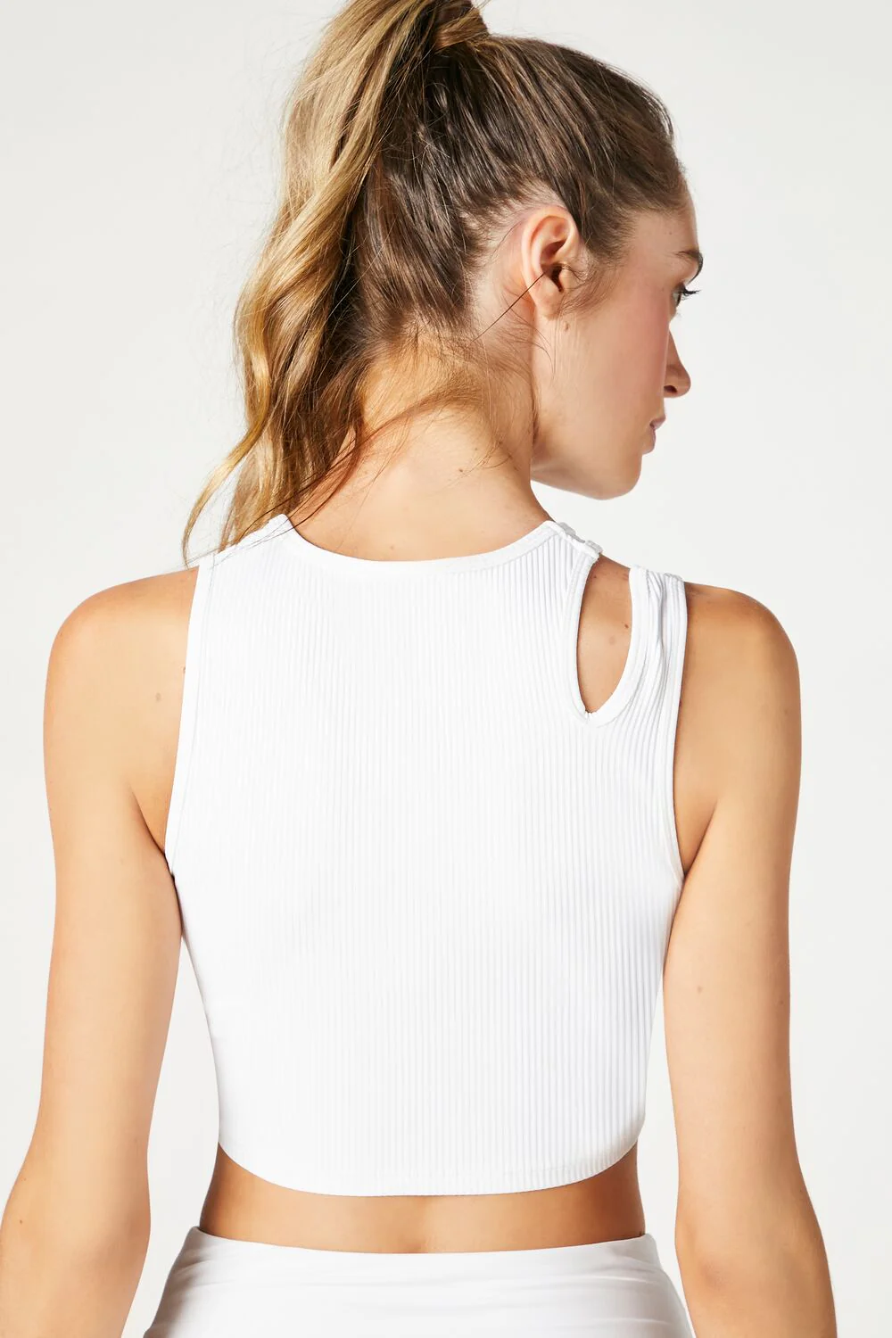 Cutout Ribbed Knit Sports Bra - Image 3