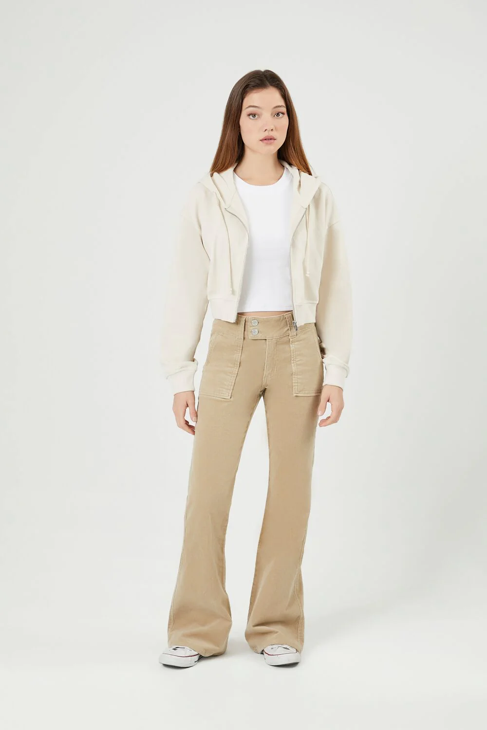 Ribbed Cropped Zip-Up Hoodie - Image 3
