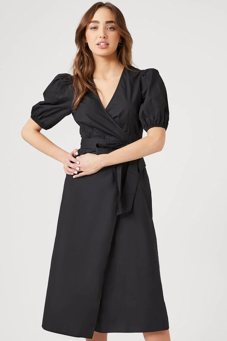 Poplin Wrap Midi Dress - Image 4