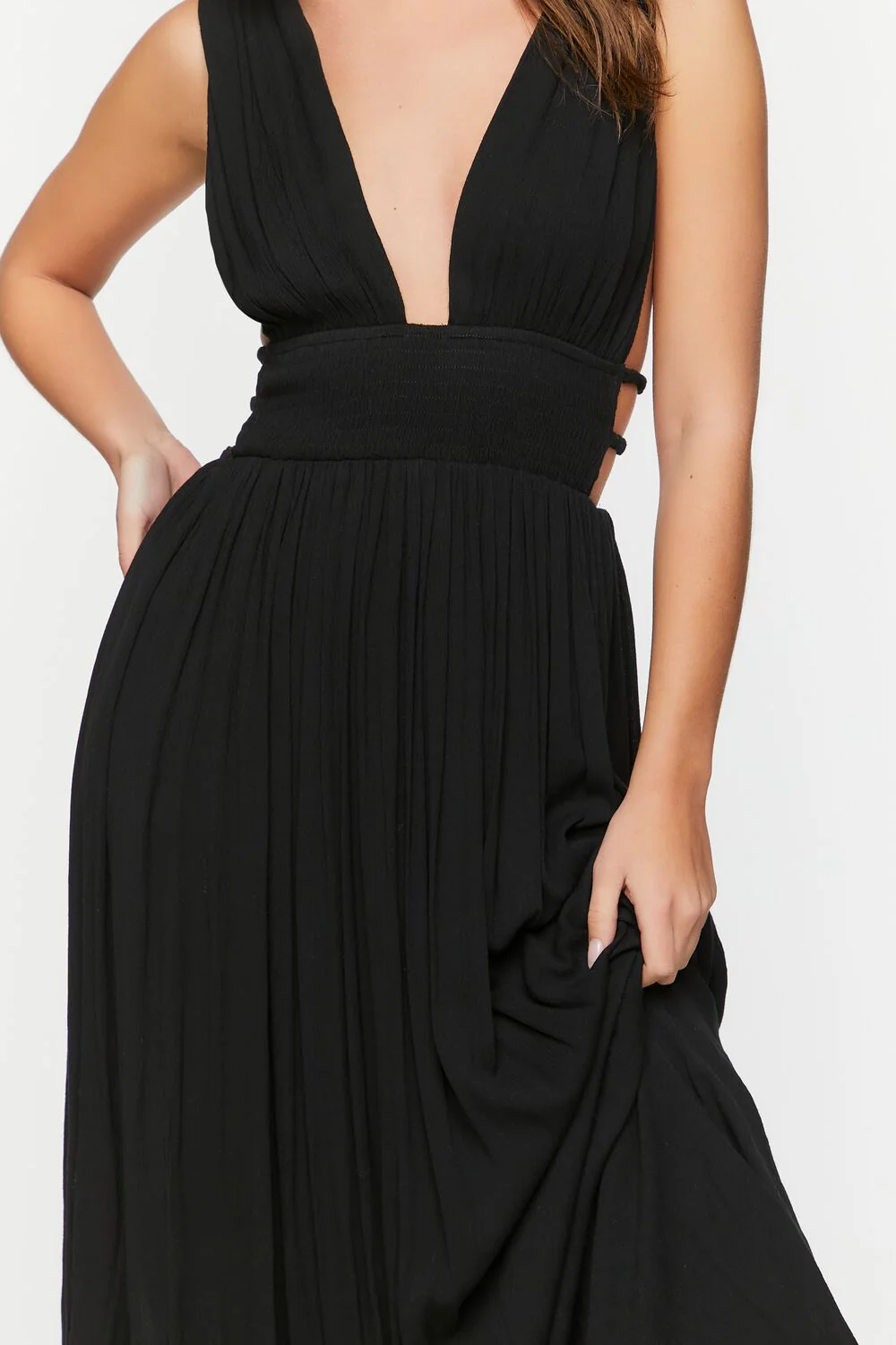 Plunging Smocked Maxi Dress - Image 10