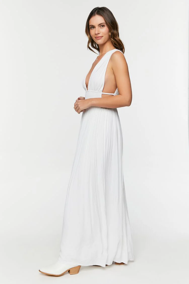 Plunging Smocked Maxi Dress - Image 2