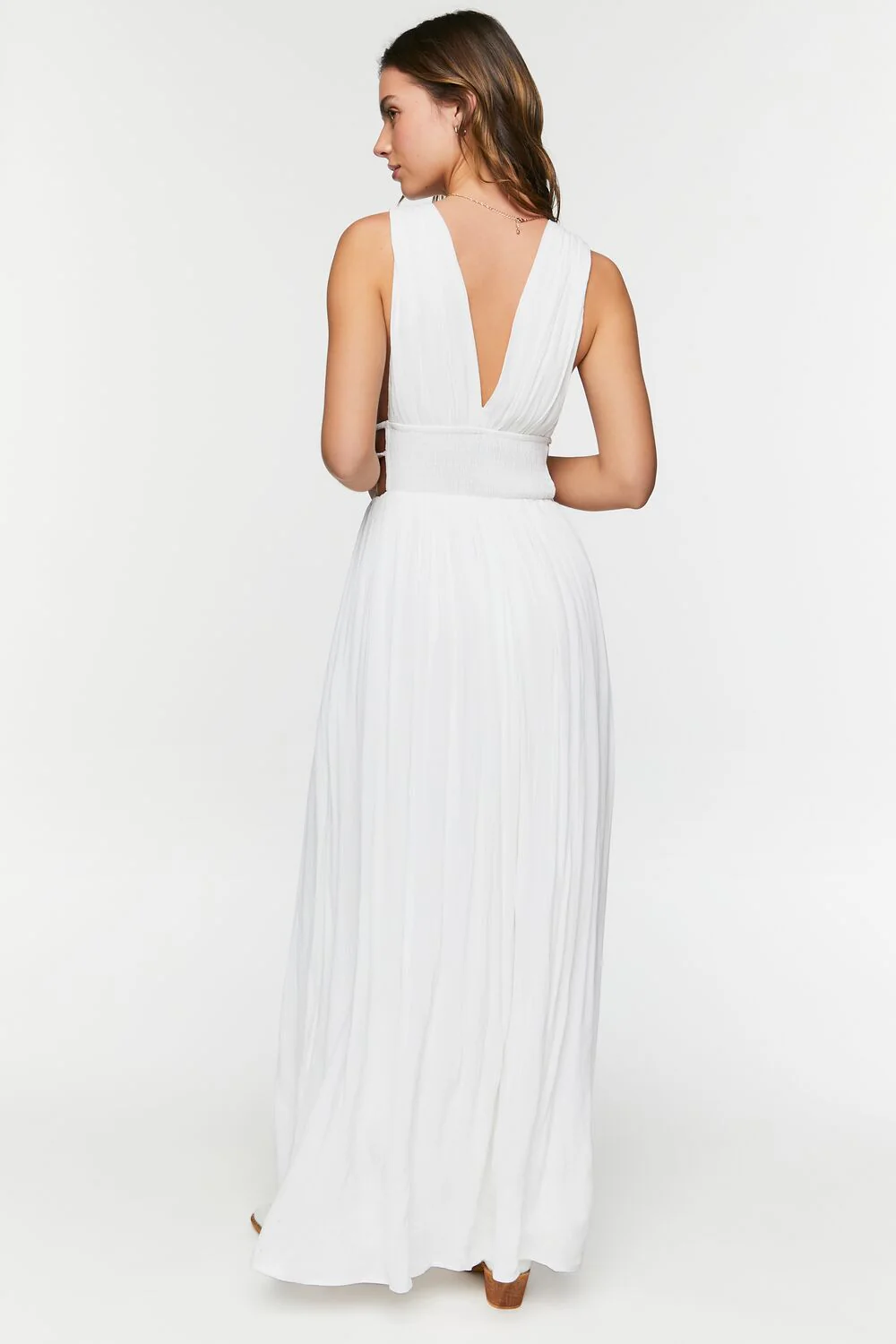Plunging Smocked Maxi Dress - Image 3