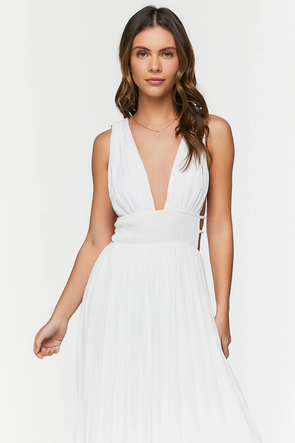 Plunging Smocked Maxi Dress - Image 4