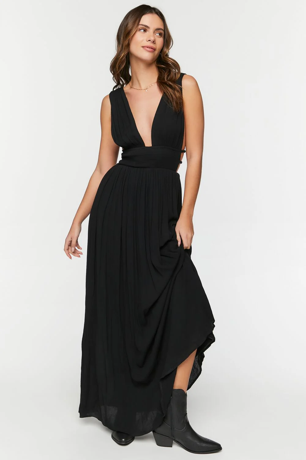 Plunging Smocked Maxi Dress - Image 6