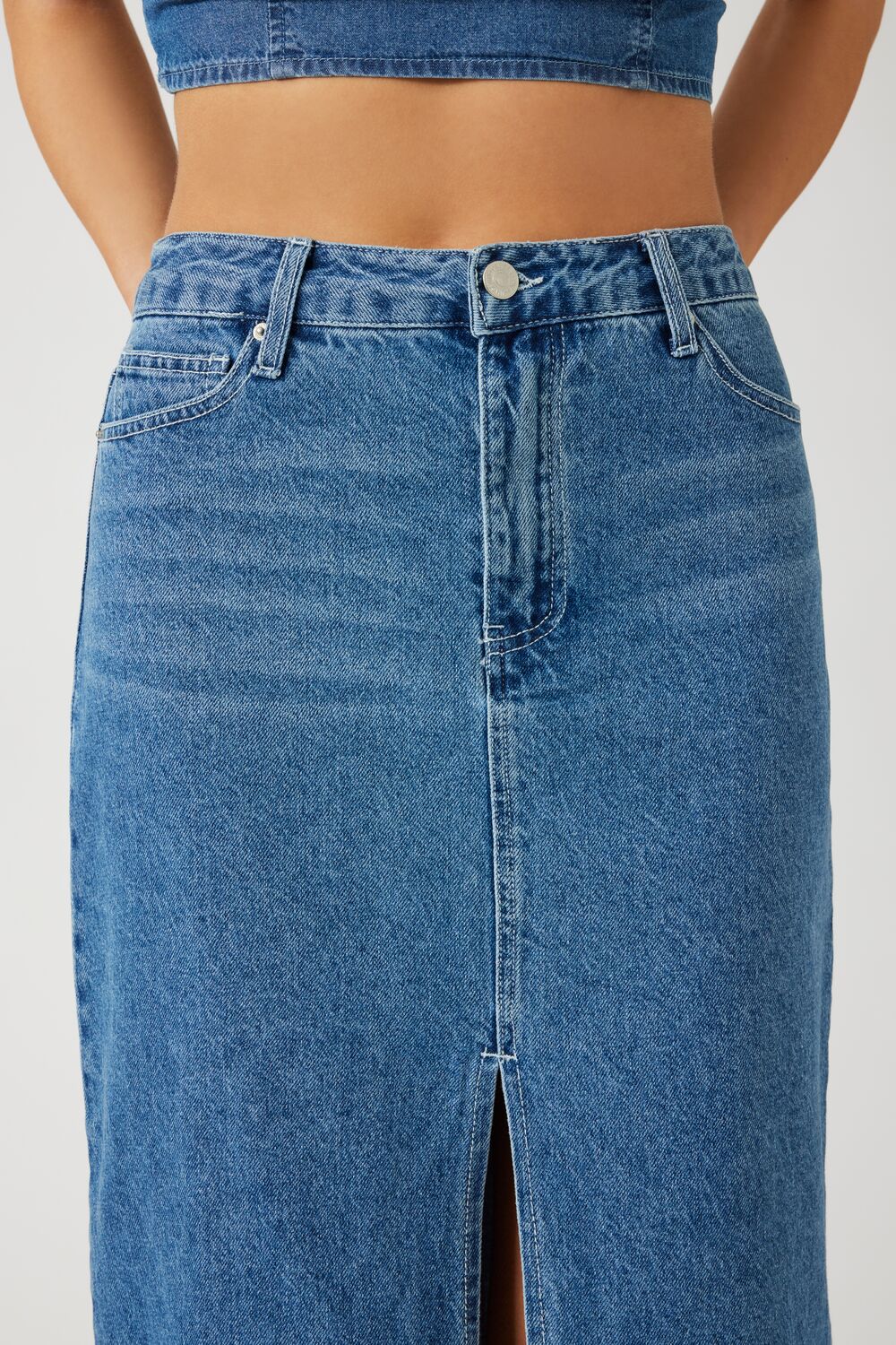 Denim Slit Midi Skirt - Image 6