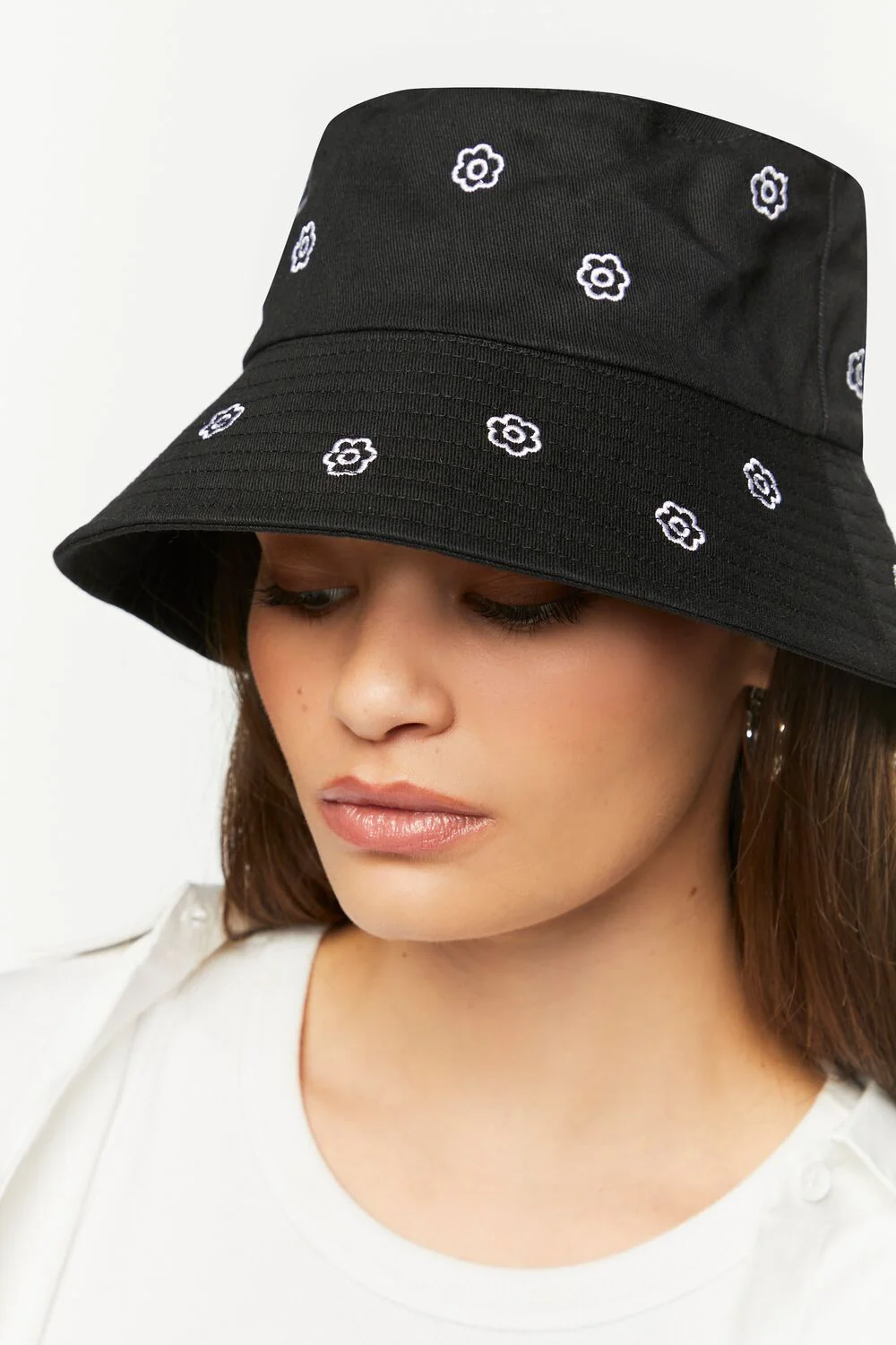Flower Embroidered Bucket Hat - Image 2