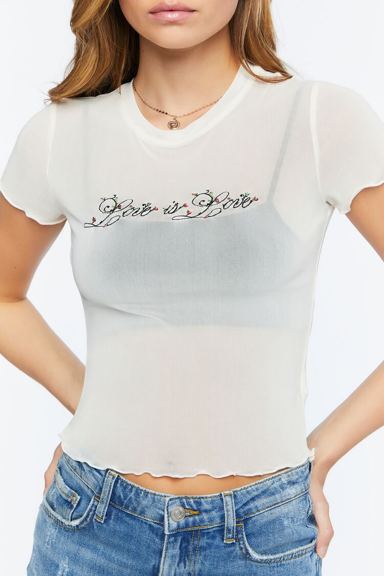 Love Is Love Embroidered Mesh Tee - Image 5