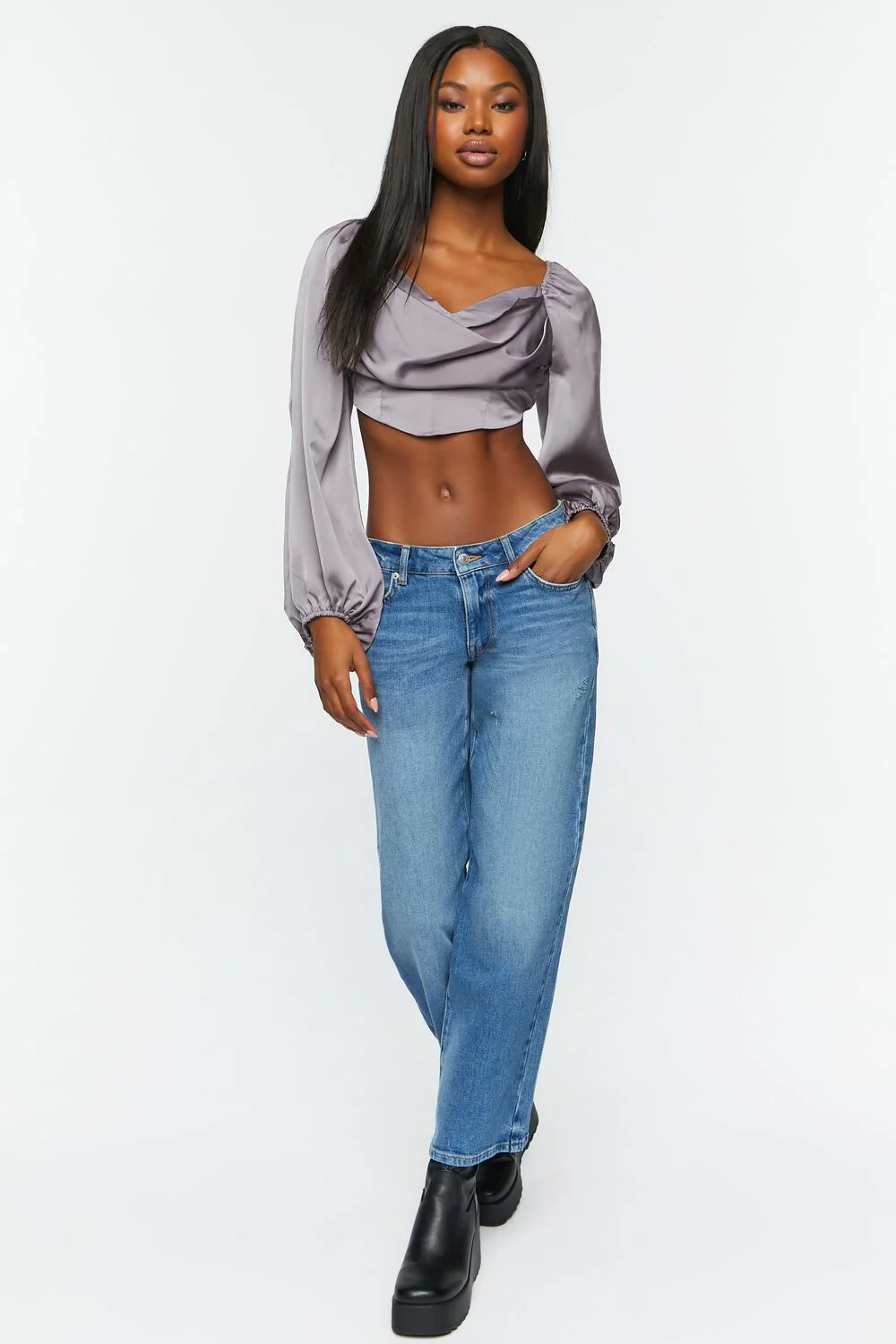 Draped Satin Crop Top - Image 9