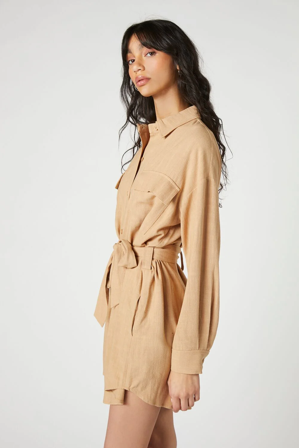 Tie-Waist Mini Shirt Dress - Image 3