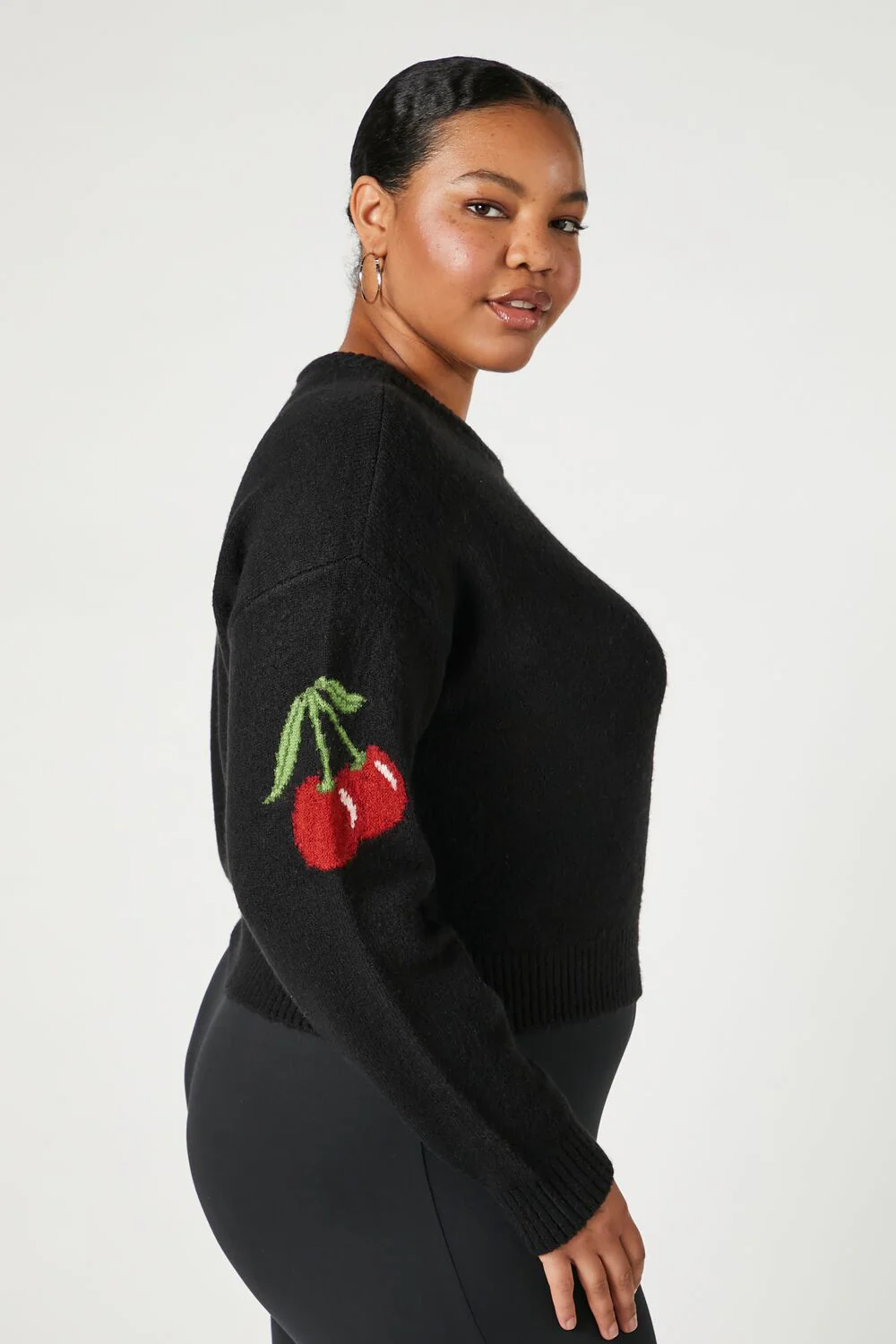 Plus Size Cherry Print Sweater - Image 2