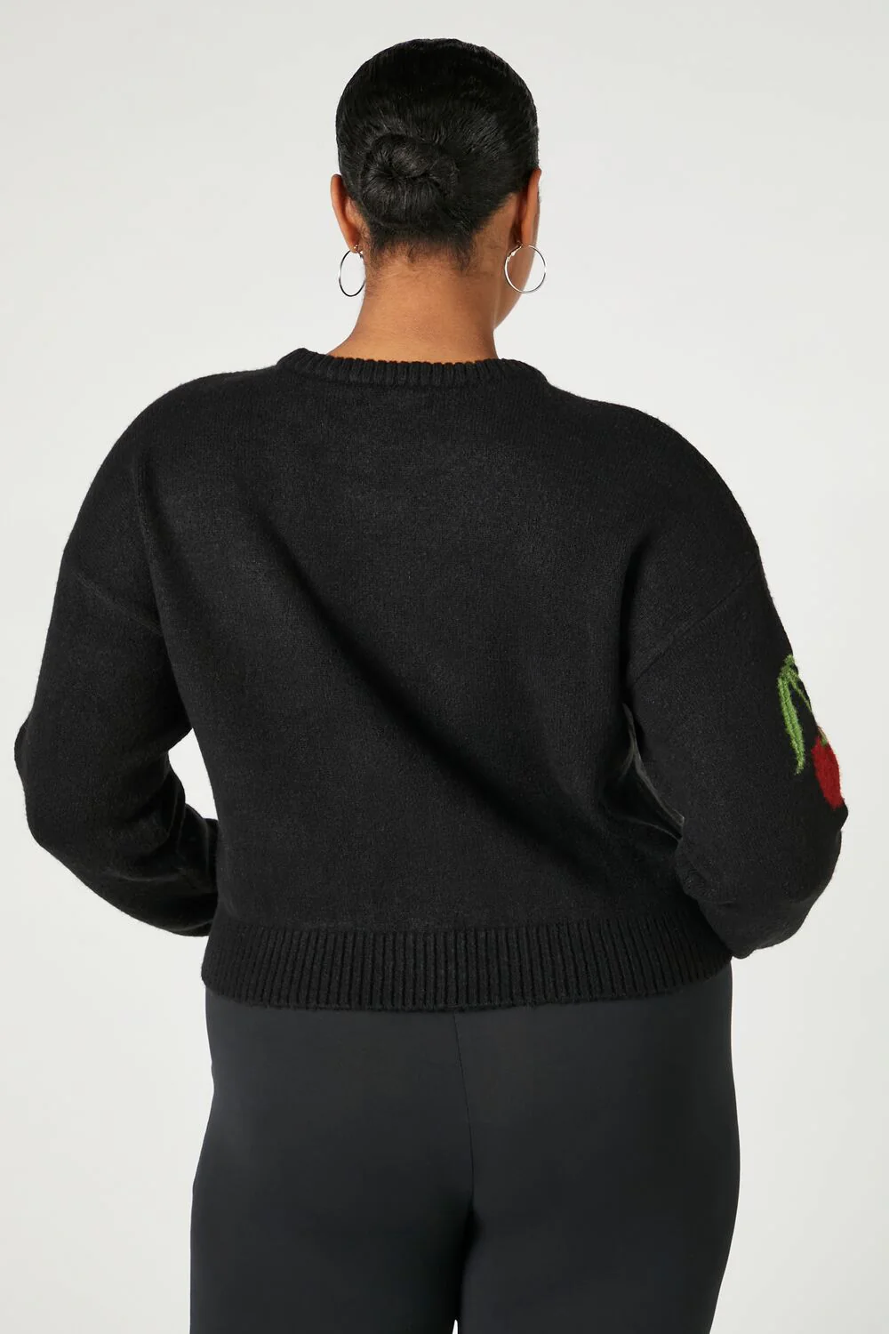 Plus Size Cherry Print Sweater - Image 3