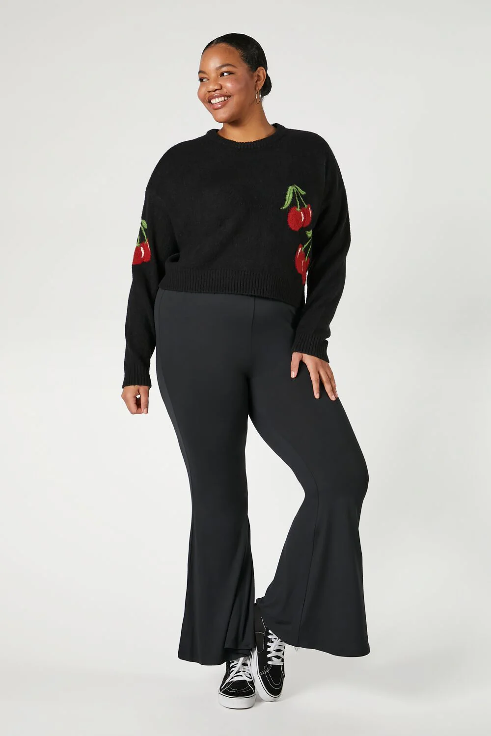 Plus Size Cherry Print Sweater - Image 4