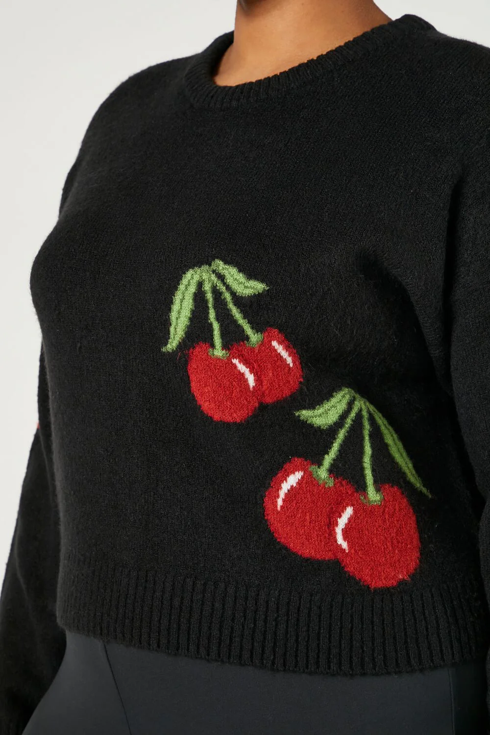Plus Size Cherry Print Sweater - Image 5