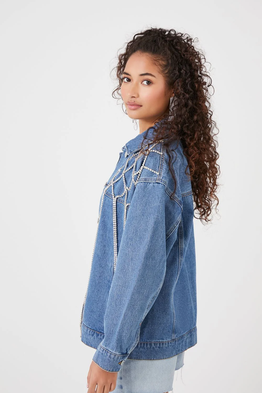 Rhinestone Fringe Denim Jacket - Image 2