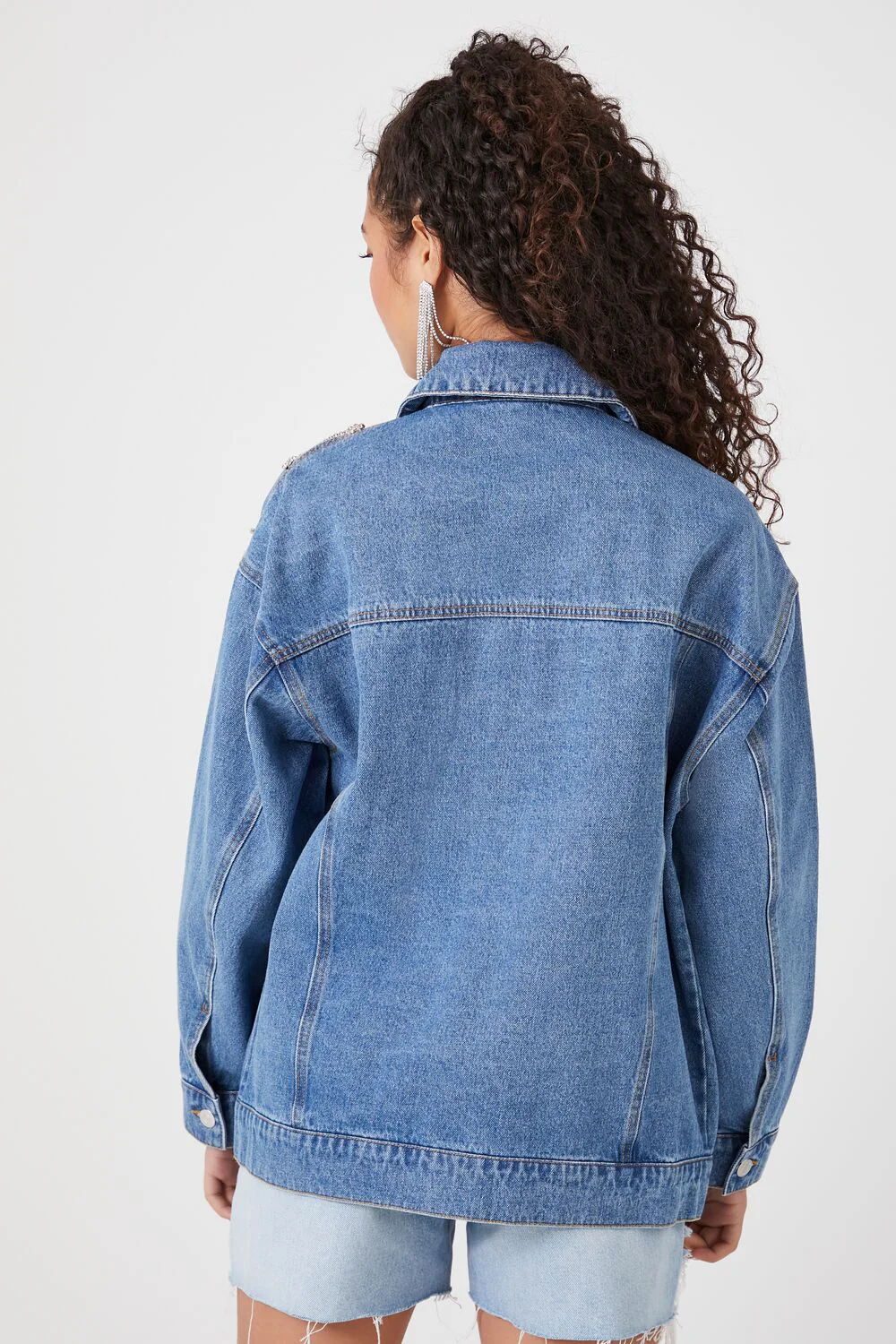 Rhinestone Fringe Denim Jacket - Image 3