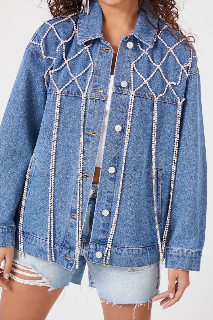 Rhinestone Fringe Denim Jacket - Image 5