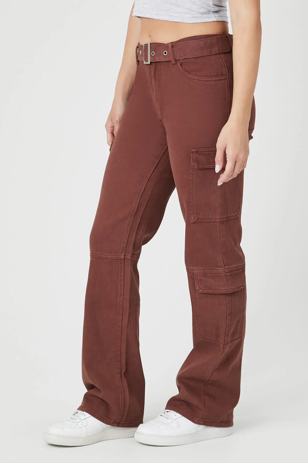 Belted Denim Cargo Jeans - Image 3