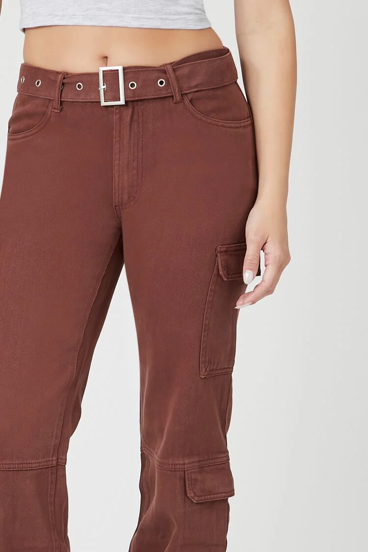 Belted Denim Cargo Jeans - Image 5