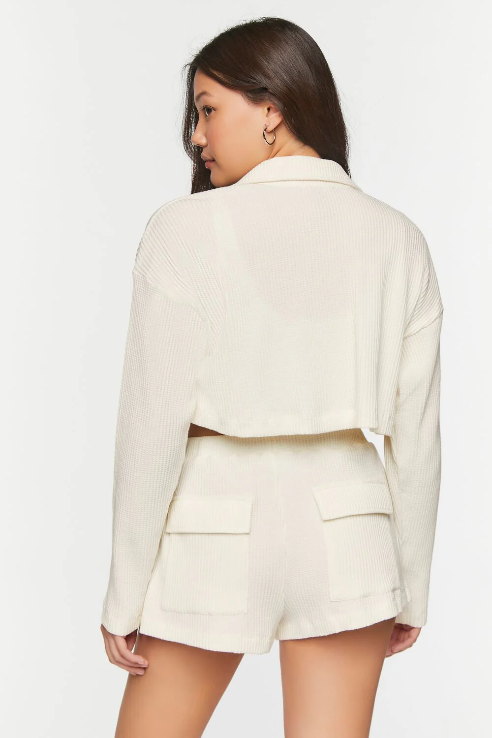 Cropped Waffle Knit Shirt & Shorts Set - Image 3