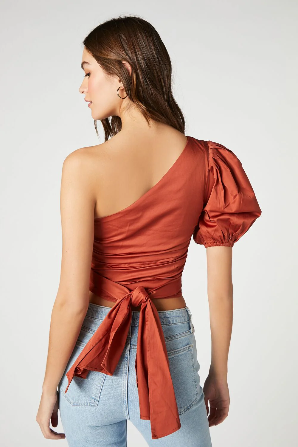 One-Shoulder Puff-Sleeve Crop Top - Image 3