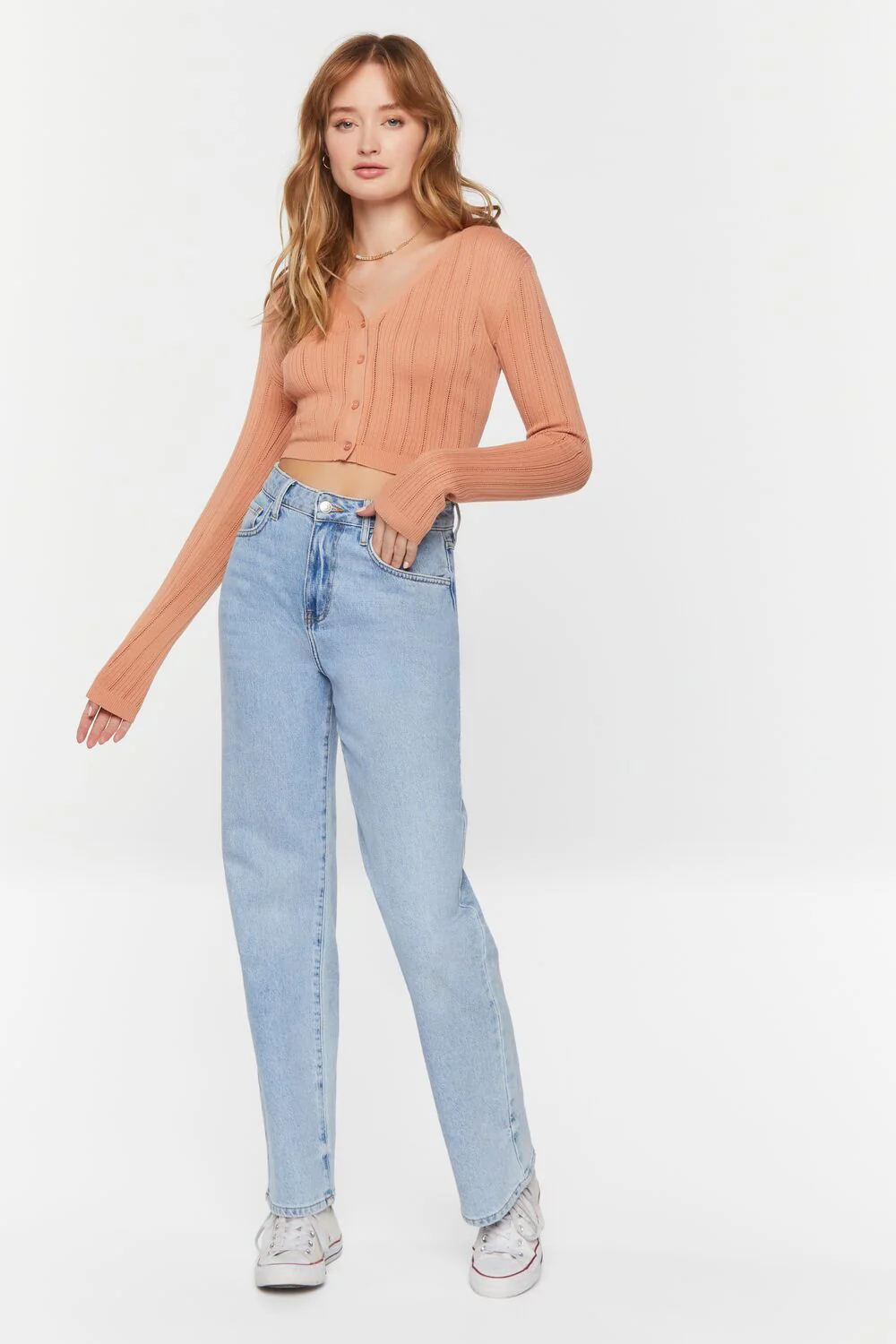 Lace-Up Cropped Cardigan Sweater - Image 4