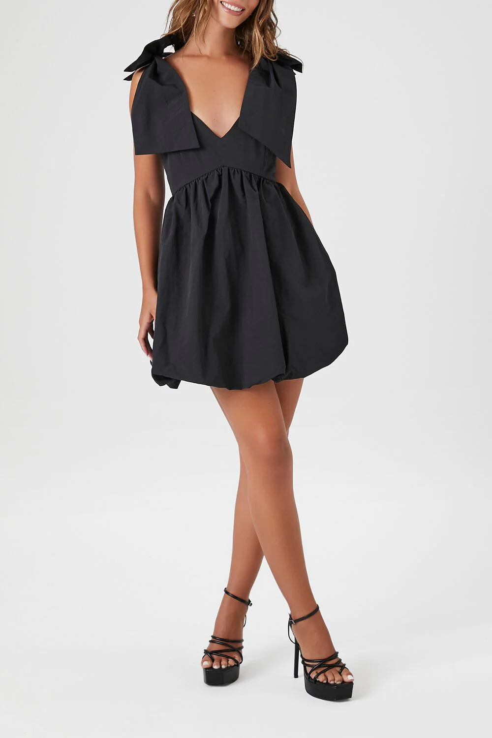 Plunging Bow Babydoll Dress - Image 4