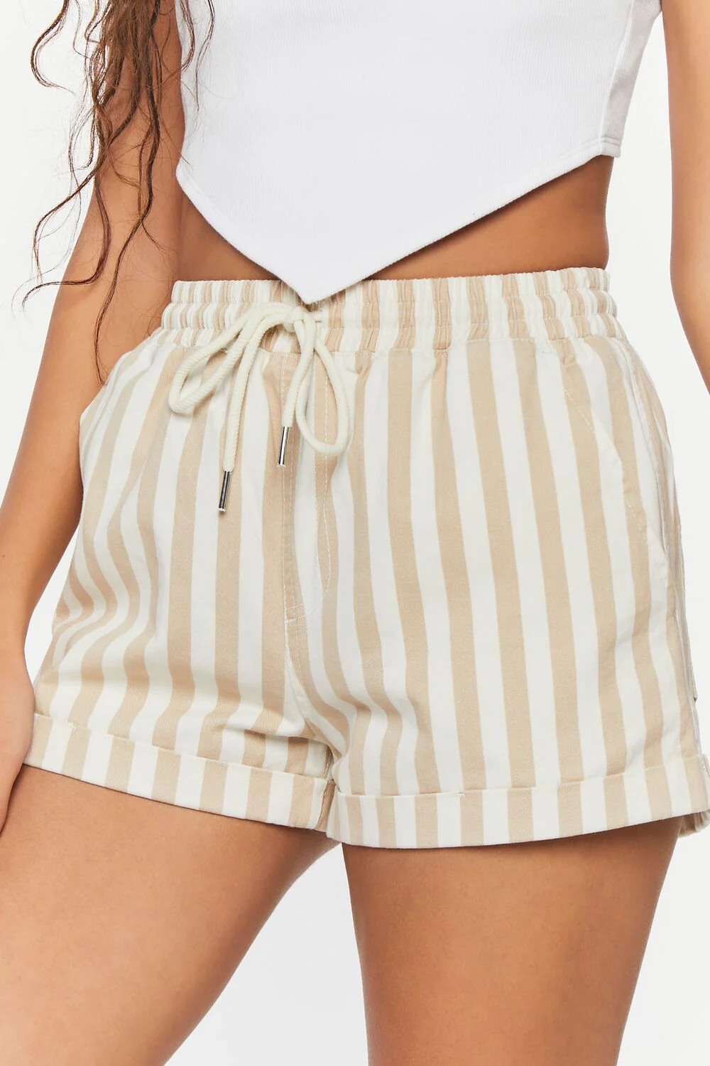 Striped Drawstring Twill Shorts - Image 6