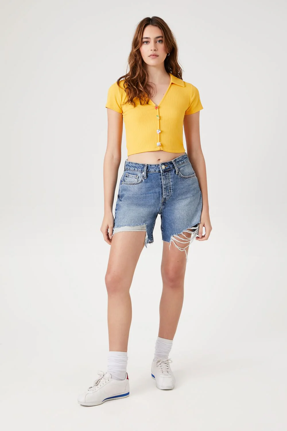 Fruit Button-Front Crop Top - Image 4