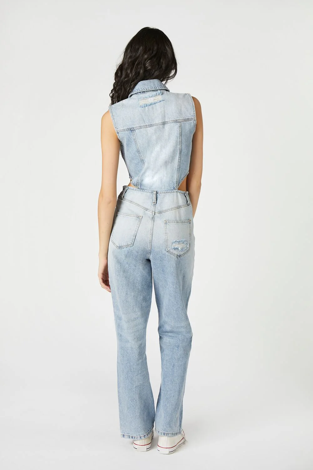 Sleeveless Cutout Denim Overalls - Image 4