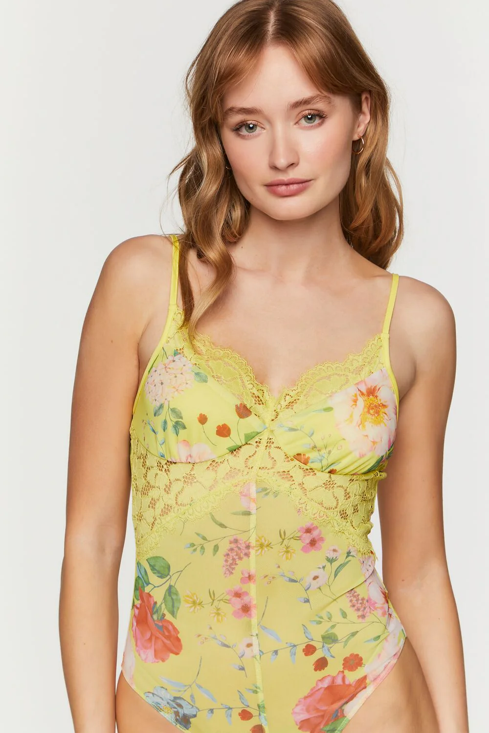 Floral Lace-Panel Cami Bodysuit - Image 5