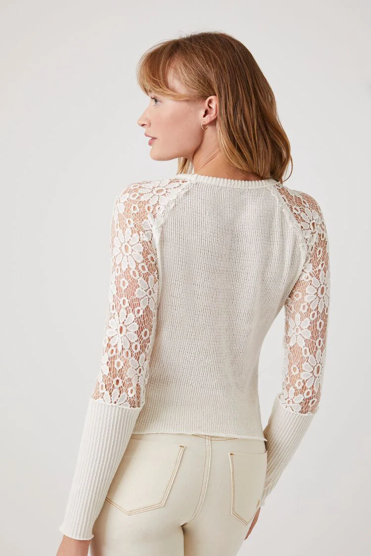 Sheer Lace-Sleeve Top - Image 3